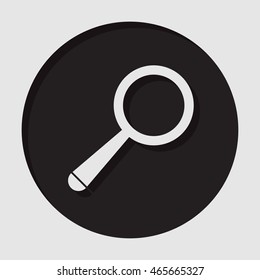 information icon - dark circle with white magnifier and shadow