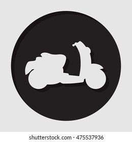 information icon - dark circle with white scooter and shadow