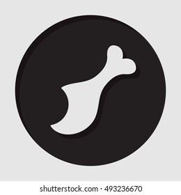 information icon - dark circle with white gnawed chicken leg and shadow