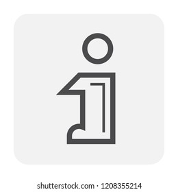 Information icon design, black and outline.