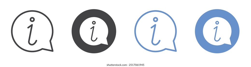 Information icon flat line symbol set.