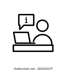 Icono de información. Pictograma plano para web. Icono de línea. Símbolo de guía de información simple aislado en fondo blanco. Pasos de vector de contorno10