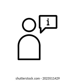 Information icon. Flat pictogram for web. Line stroke. Simple info guide symbol isolated on white background. Outline vector eps10
