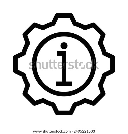 Information icon in a gear, ideal for technical support, settings, and information themes. Vector illustration. Editable stroke.