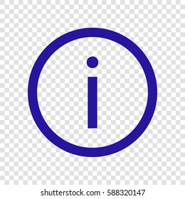 Information icon illustration. Vector. Blue icon on transparent background.