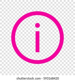 Information icon illustration. Vector. Magenta icon on transparent background.