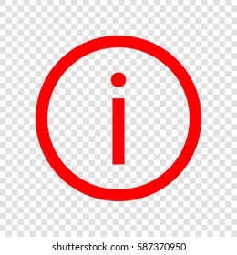 Information icon illustration. Vector. Red icon on transparent background.