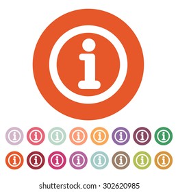 The information icon. Info and faq symbol. Flat Vector illustration. Button Set