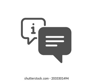 Icono de información. Signo de burbuja de voz de información. Ayuda a informar del símbolo. Clásico estilo plano. Elemento de diseño de calidad. Icono de información simple. Vector