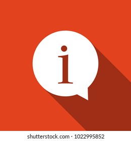 Information icon isolated with long shadow. Flat design. Vector Illustration