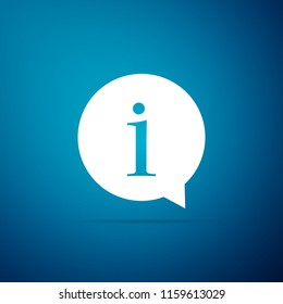 Information icon isolated on blue background. Flat design. Vector Illustration