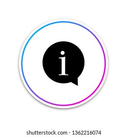 Information icon isolated on white background. Circle white button. Vector Illustration