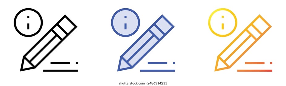 icono de información. Diseño de estilo de relleno lineal, azul y degradado aislado sobre fondo blanco