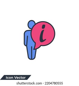 information icon logo vector illustration. stand people and information symbol template for graphic and web design collection