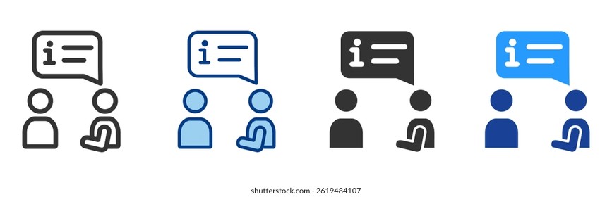 Ícone de informações Coleção de vetor de estilos múltiplos