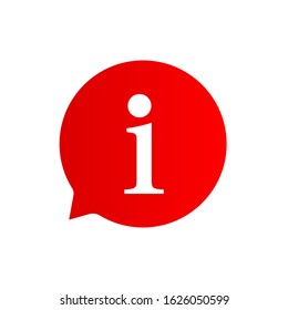 information icon on red button.