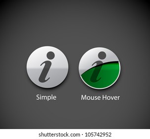 Information icon on round button collection design.