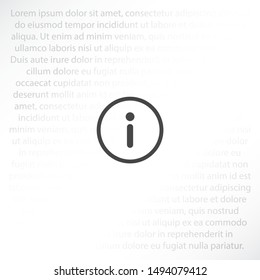 Information icon on white background . Lorem Ipsum Illustration design