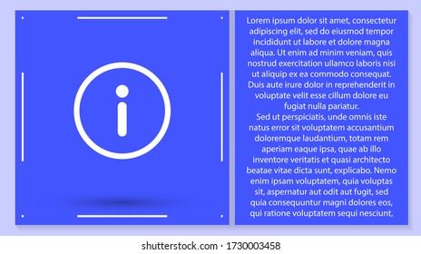 Information icon on white background . Lorem Ipsum Illustration design