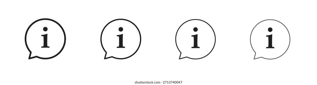 Símbolo de esquema de icono de información. Colección de trazo editable.