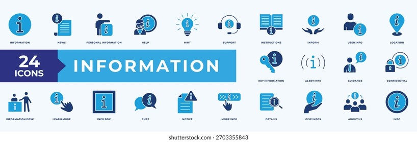 Información Icon Pack Flat Blue Style Illustation Vector