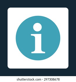 Information icon from Primitive Buttons OverColor Set. This rounded square flat button is drawn with blue and white colors on a dark blue background.