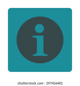 Information icon from Primitive Buttons OverColor Set. This rounded square flat button is drawn with soft blue colors on a white background.