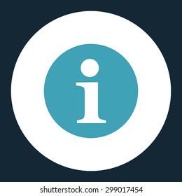 Information icon from Primitive Round Buttons OverColor Set. This round flat button is drawn with blue and white colors on a dark blue background.