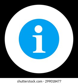 Information icon from Primitive Round Buttons OverColor Set. This round flat button is drawn with blue and white colors on a black background.