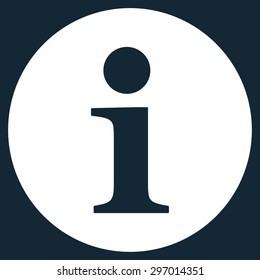 Information icon from Primitive Set. This isolated flat symbol is drawn with white color on a dark blue background, angles are rounded.