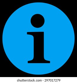 Information icon from Primitive Set. This isolated flat symbol is drawn with blue color on a black background, angles are rounded.