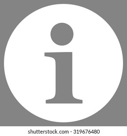 Information icon from Primitive Set. This isolated flat symbol is drawn with white color on a gray background, angles are rounded.