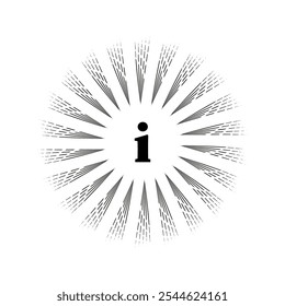 Information icon. Radiating lines. Data concept symbol. Black vector shape.