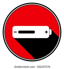 information icon - red circle with black outline and white battery medium with stylized black shadow