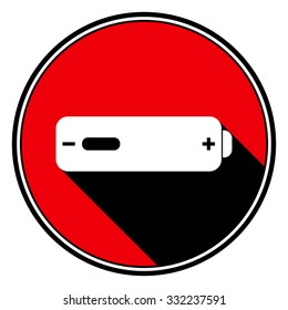 information icon - red circle with black outline and white battery low with stylized black shadow
