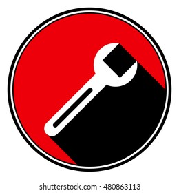 information icon - red circle, black outline and white spanner with stylized black shadow