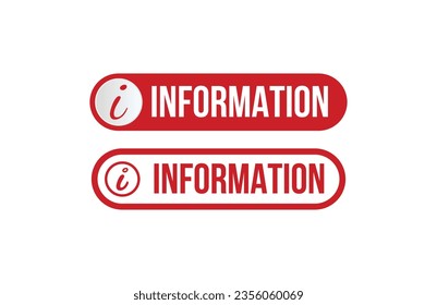 Icono de información. Vector de sello de goma de información roja
