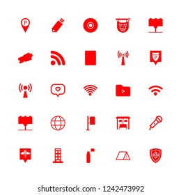 information icon set about worldwide, tent, signal and shield vector set