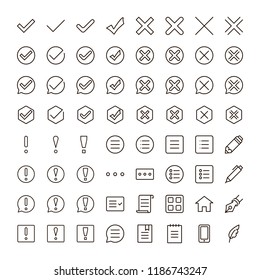 Information icon set. Collection of high quality outline info pictograms in modern flat style. Black information technology symbol for web design and mobile app on white background. Help line logo.