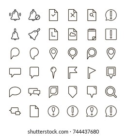 Information icon set. Collection of high quality outline info pictograms in modern flat style. Black information technology symbol for web design and mobile app on white background. Help line logo.