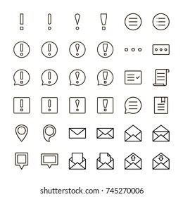 Information icon set. Collection of high quality outline info pictograms in modern flat style. Black information technology symbol for web design and mobile app on white background. Help line logo.