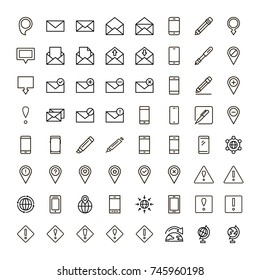 Information icon set. Collection of high quality outline info pictograms in modern flat style. Black information technology symbol for web design and mobile app on white background. Help line logo.