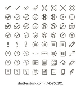 Information icon set. Collection of high quality outline info pictograms in modern flat style. Black information technology symbol for web design and mobile app on white background. Help line logo.