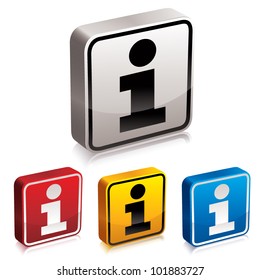 Information Icon with set of color versions, 3d vector info icon.