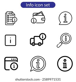 Information icon set. Contains such icons as call center, chat bubbles, Info help desk icons, question mark, search information, customer help vector art icon set on white background.