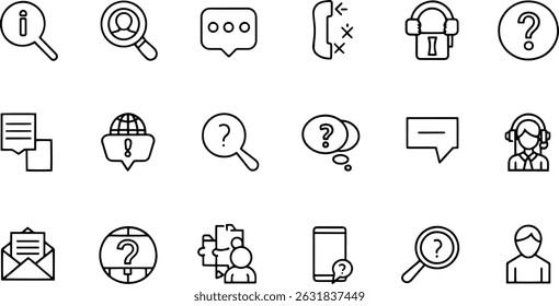 El conjunto de iconos de información contiene iconos como llamar a .eps
