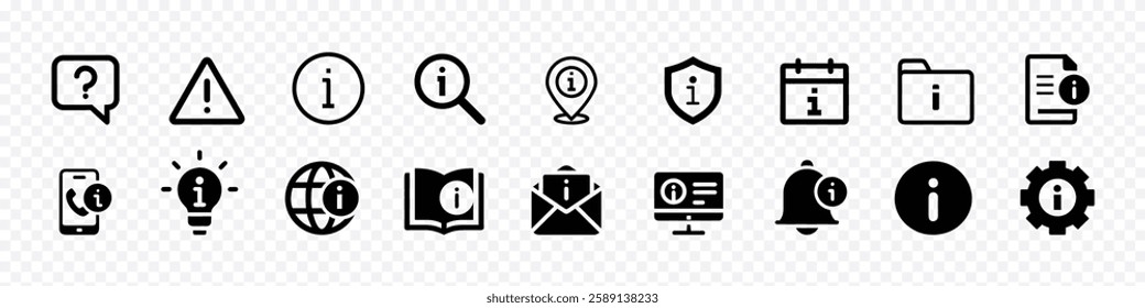 Information icon set. set of information flat icons. Information icon set. Containing info, help, inform, support, about us