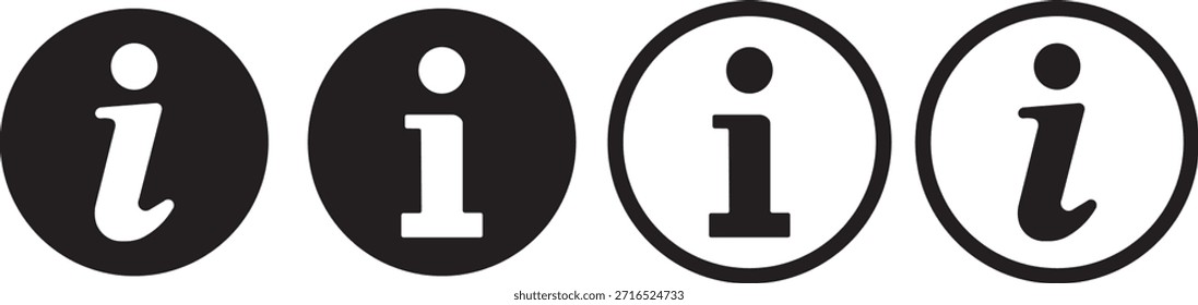 Conjunto de iconos de información. Botón de información. Símbolo de información estilo plano. Icono de información colección. Iconos de información Icono de información