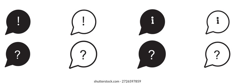 Informationssymbolsatz. Info-Schaltfläche. Info-Symbol flach Stil. Informationssymbolsammlung. Infosymbole Punktsymbol Schwarz. Hilfe-Logo.  einfaches set-Vektorsymbol