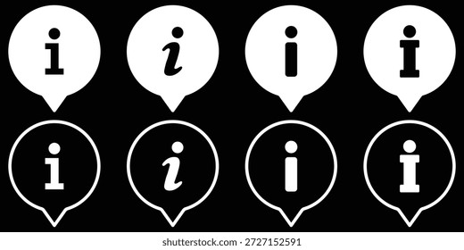 Informationssymbolsatz. Info-Schaltfläche. Info-Symbol flach Stil. Informationssymbolsammlung. Info-Symbole Info-Punkt-Symbol. Verschiedene Stile , weitere Informationen. Vektorsymbole.
